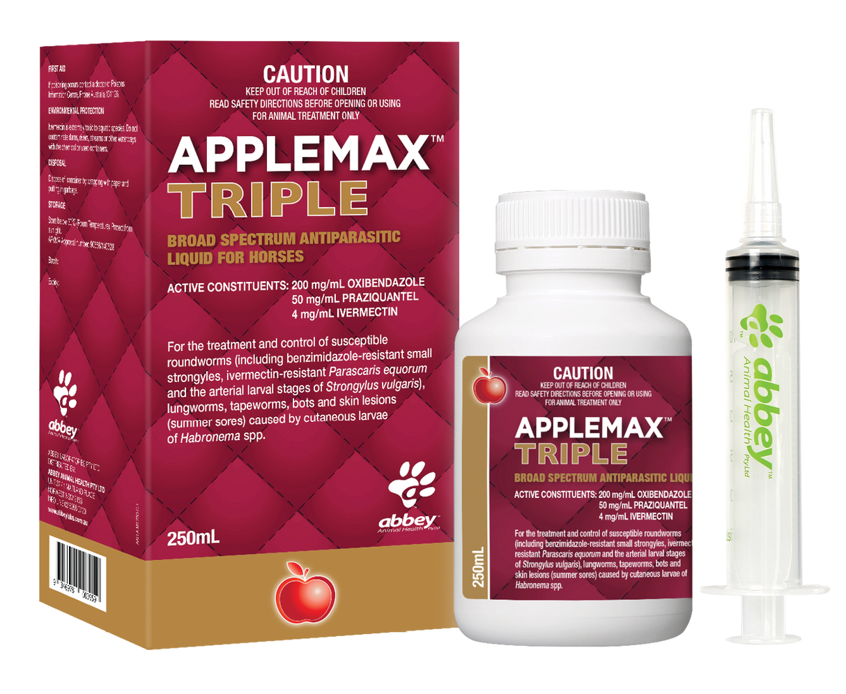 Applemax™ Triple Broad Spectrum Antiparasitic Liquid for Horses 250ML